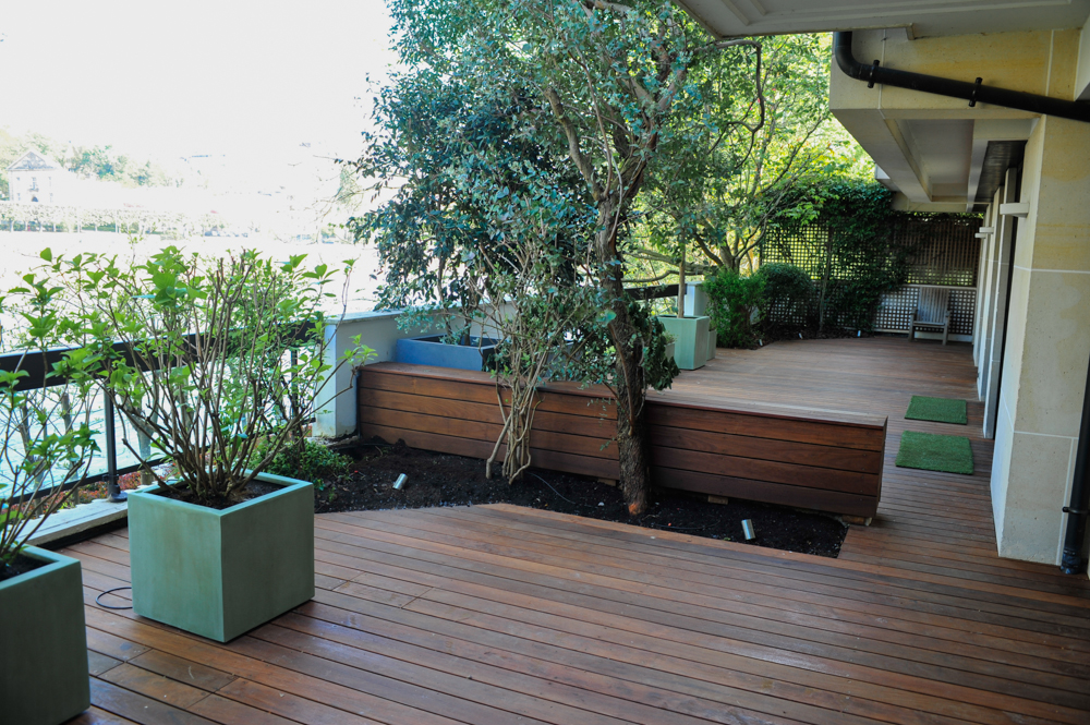 Terrasse en bois exotique ou en carrelage Pose de pavés Arrosage automatique Éclairage extérieur Aménagement de jardins Colombes-92-atelier-pascal-noyere